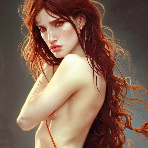 Image similar to ultra realistic illustration, bella thorne angry, intricate, elegant, highly detailed, digital painting, artstation, concept art, smooth, sharp focus, illustration, art by artgerm and greg rutkowski and alphonse mucha