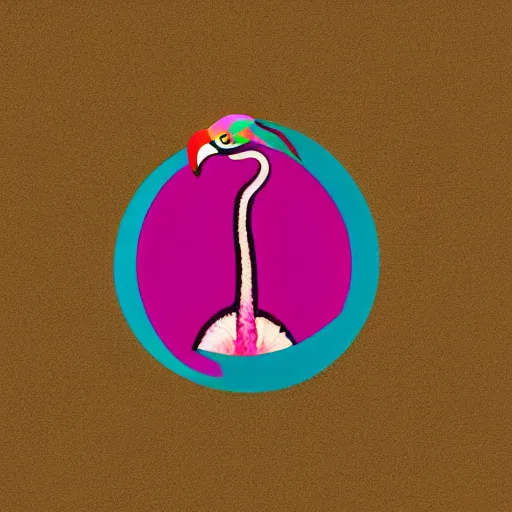 Image similar to petrol colored logo for a telecommunication provider called yallo with a pink flamingo on the side, 4 k,