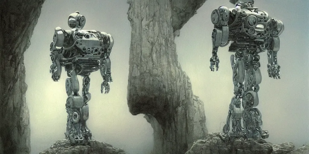 Image similar to a beautiful painting of robot by alan lee, trending on artstation