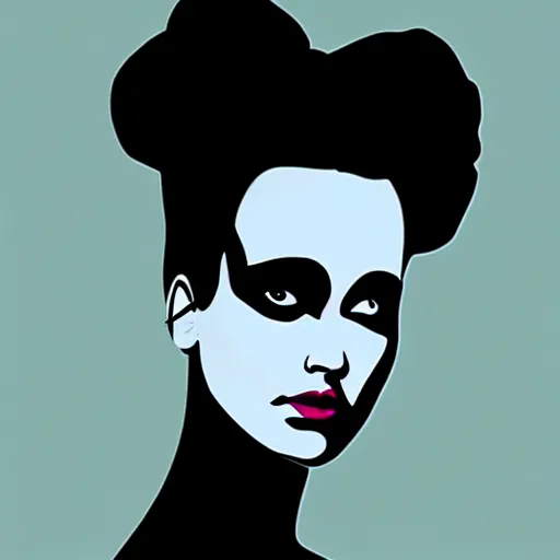 Image similar to jennifer lawrence as the bride of frankenstein, patrick nagel art style