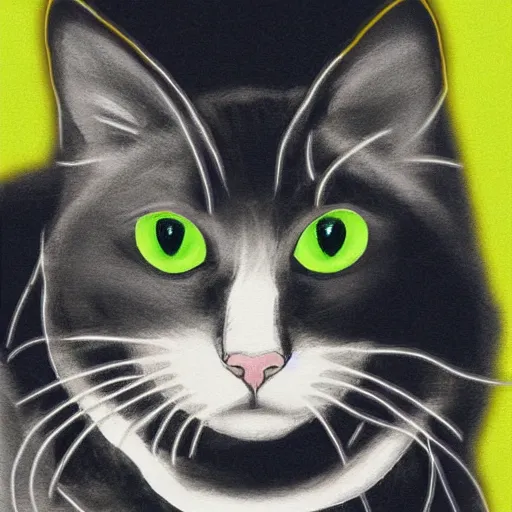 Image similar to a simple cat neon art profile portrait