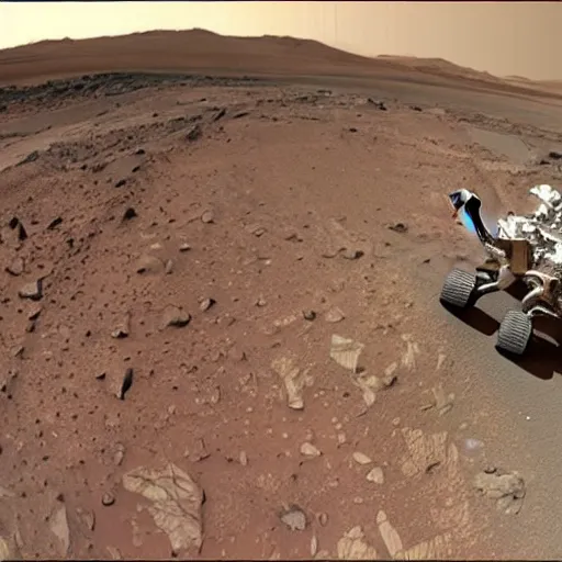 Prompt: show me an alien already mars rover footage