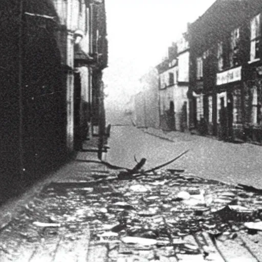 Prompt: photograph of a crime scene of the serial killer Jack the Ripper, unsettling, creepy, horrific, gruesome