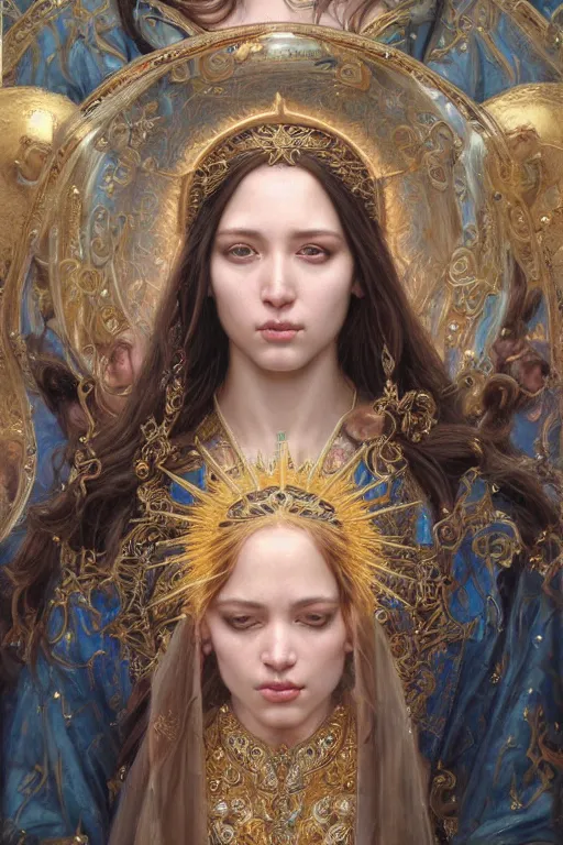 Prompt: female Jesus Christ, exquisite detail, hyper realism, ornate, voluptuous, exquisite detail, masterpiece, voluptuous, cute face, 4k, art by Donato Giancola and Bayard Wu and WLOP and Artgerm