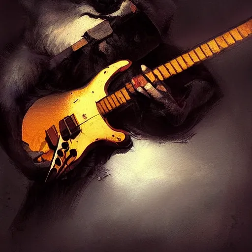 Image similar to badger touch guitar , digital Art, Greg rutkowski, Trending cinematographic artstation