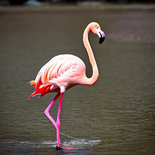 Image similar to a flamingo - cat - hybrid with a beak, animal photography, wildlife photo