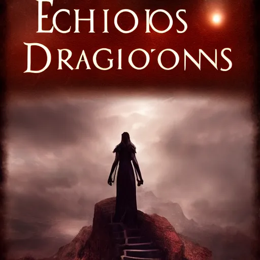 Prompt: echos of dragons book cover, mist, mysterious, high quality, shadows