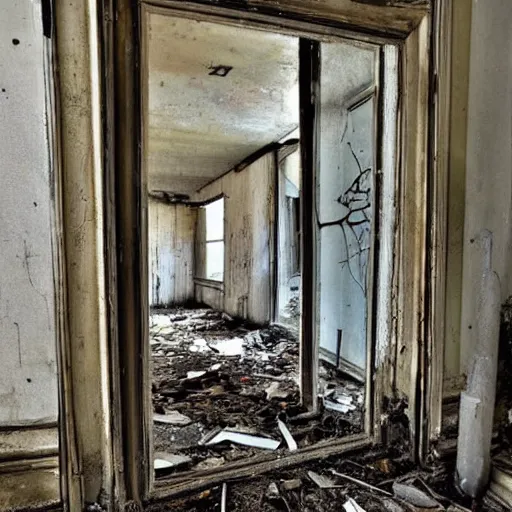 Prompt: abandoned derelict interiror