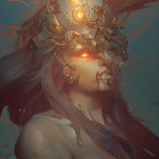 Image similar to tormented iron soul , highly detailed, digital painting, artstation, concept art, sharp focus, illustration, art by artgerm and greg rutkowski and alphonse mucha