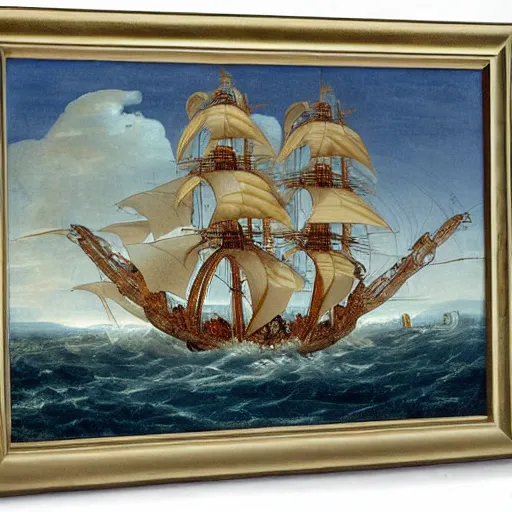 Image similar to a giant octopus with tentacles wrapped around a spanish galleon, by george philip reinagle