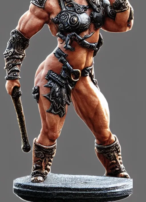 Prompt: Images on the store website, eBay, Full body, Miniature of a very muscular female minotaur warrior