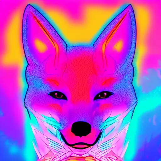 Image similar to synthwave fox, digital art