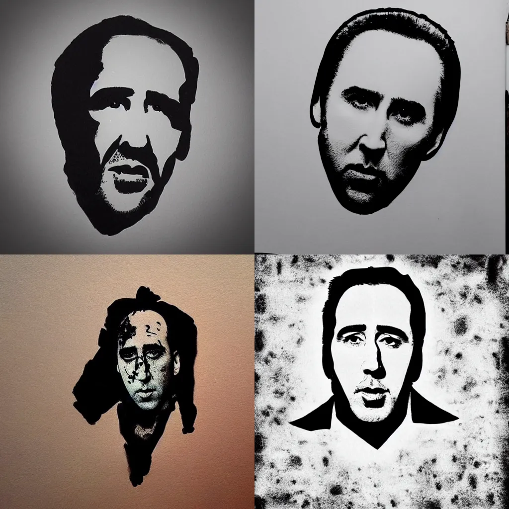 Prompt: ink blot that looks like Nicholas cage