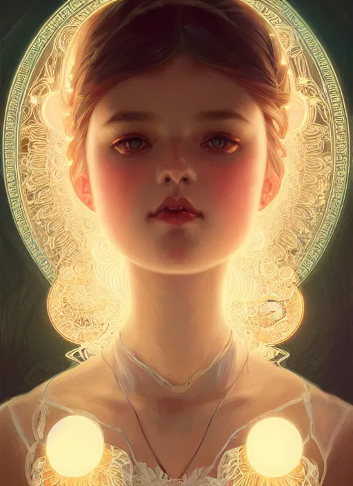 Image similar to symmetry!! cute girl in lolita clothes, intricate, elegant, glowing lights!! highly detailed, digital painting, artstation, concept art, smooth, sharp focus, illustration, art by artgerm and greg rutkowski and alphonse mucha