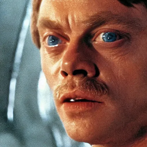 Image similar to mark hamill in ridley scott's alien, highly detailed, gritty, film grain