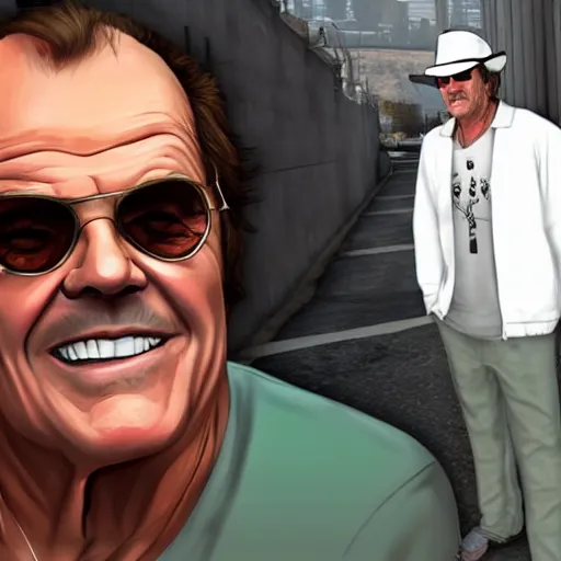 Image similar to jack nicholson in the style of gta 5