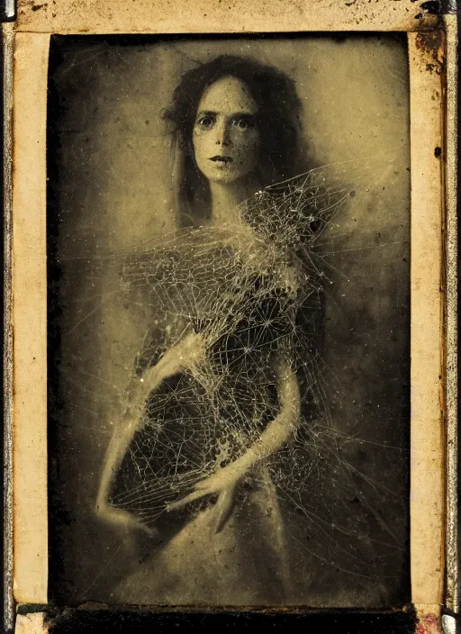 Prompt: old wetplate daguerreotype portrait of an ages women, explosion of data fragments, fractal, intricate, elegant, highly detailed, parallax, leica, medium format, subsurface scattering, by jheronimus bosch and greg rutkowski and louis jacques mande daguerre