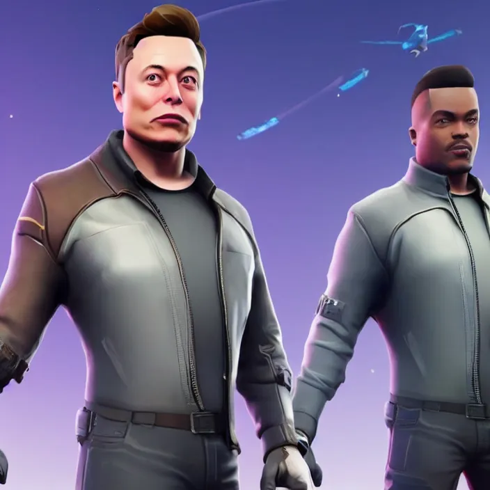 Image similar to elon musk in the video game fortnite, 3 d rendering, unreal engine, amazing likeness, very detailed