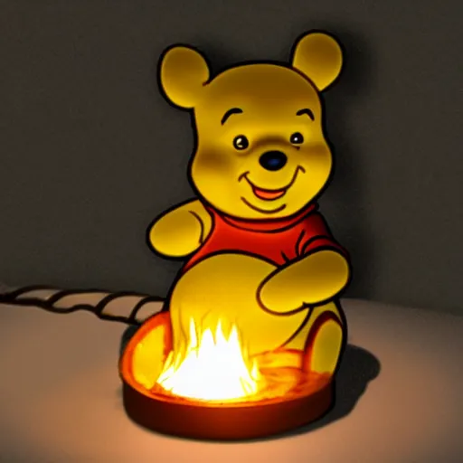 Image similar to winnie the pooh lighting a house on fire, in the style of winnie the pooh