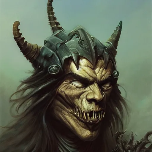 Prompt: head and shoulders portrait of a slaad, d & d, fantasy, greg rutkowski, frank frazetta, alexandre chaudret, boris vallejo, michael whelan, miro petrov, hr giger, magali villeneuve, donato giancola