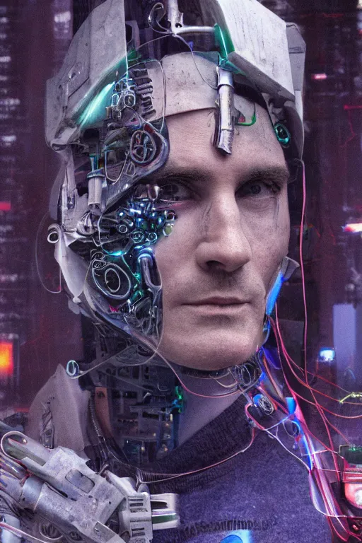 Image similar to manfred clynes as a cyberpunk cyborg