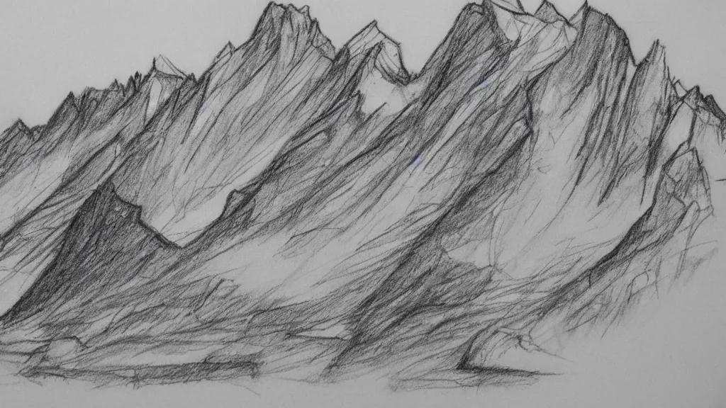 Image similar to pencil sketch mountainous the very crispest, neatest rotation