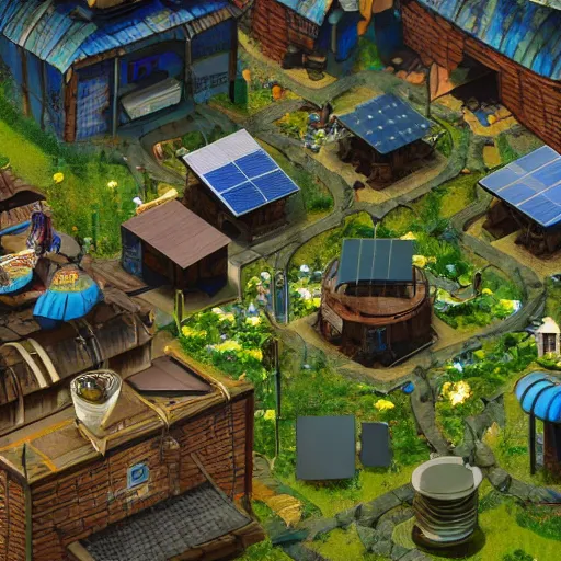 Image similar to solarpunk village