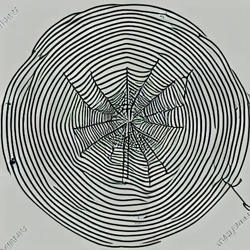 Image similar to weaver worker in a spider web, technical diagram