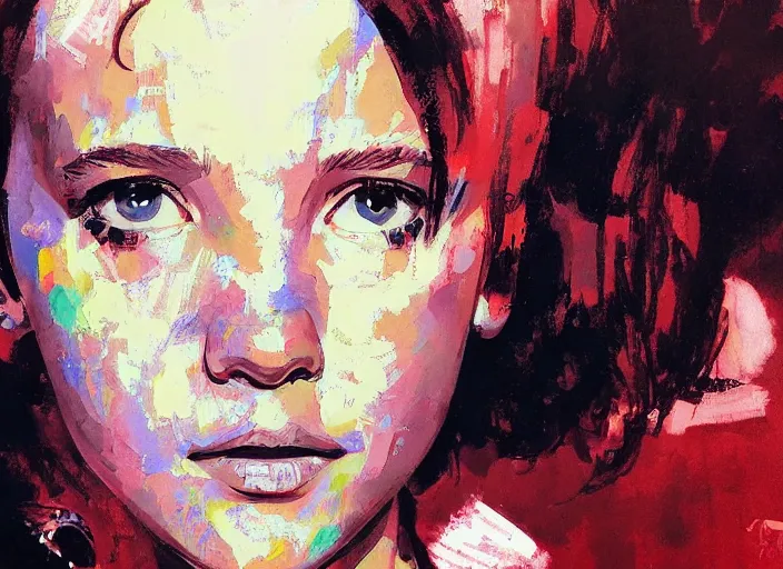 Image similar to a highly detailed beautiful portrait of millie bobby brown by yoji shinkawa, by gregory manchess, james gurney, james jean