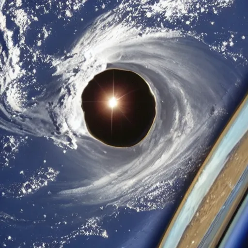 Prompt: black hole from the international space station