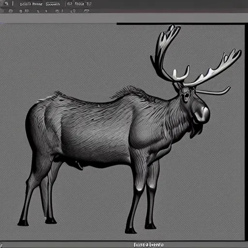 Image similar to i designed my 3 d model of a moose in cad, the textures are very low resolution but i am proud of what i accomplished