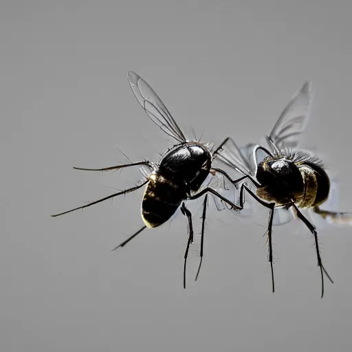 Prompt: kung fu!!!! flies fighting with each other, macro, canon eos