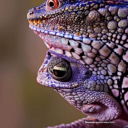 Image similar to An award winning photo of a single Tokay crocodile chameleon, environmental portrait, wildlife photography, National Geographic, 4k