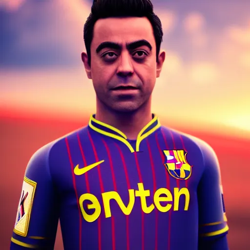 Prompt: xavi hernandez as an android, 4 k, unreal engine 4 render