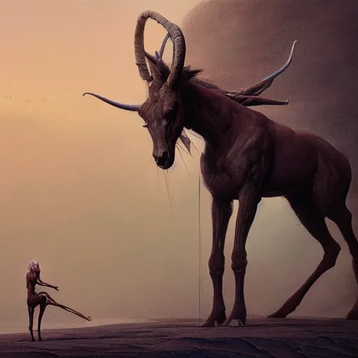 Image similar to A painting of a centaur like ant queen standing on her hind legs formian pathfinder, digital art, Wayne Barlowe Pierre Pellegrini Greg Rutkowski