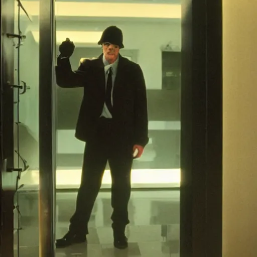 Prompt: bank robbery, film still, directed by michael mann