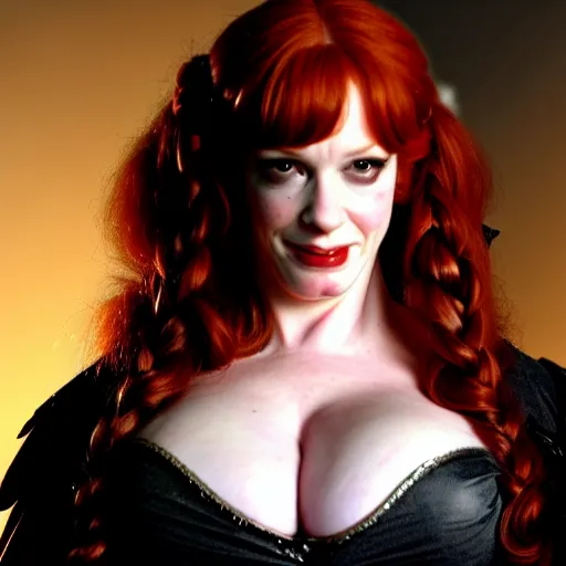 Image similar to full body photo of a christina hendricks as a vampire warrior, highly detailed, 8k, award winning