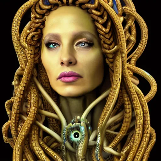 Prompt: portrait of gorgon medusa with cybernetic implants, highly detailed, cinematic quality, 8k