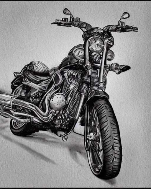 Prompt: a motorbike in sons of anarchy tv show, D&D style , highly detailed, digital art, trending on artstation, smooth, sharp focus, illustration, art by artgem and ROBERT HYNES