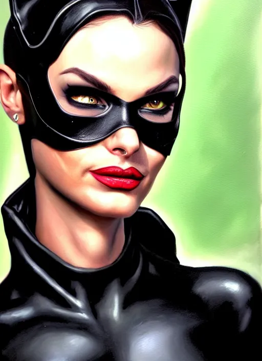 Prompt: a _ fantasy _ style _ portrait _ painting _ catwoman, oil _ painting _ unreal _ 5 _ daz. _ rpg _ portrait _ extremely _ detailed _ paolo eleuteri serpieri