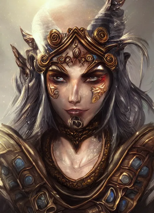 Image similar to a higly detailed airbrush portrait painting of a fantasy character, fantasy portrait, pinterest, baldur's gate, dynamic lighting, ambient lighting, deviantart