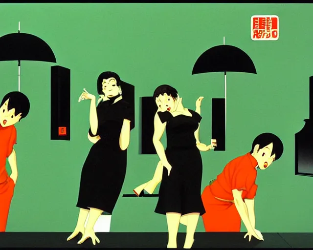 Image similar to a terrifying, disturbing painting by Hiroshi Nagai. Reg, green, and black