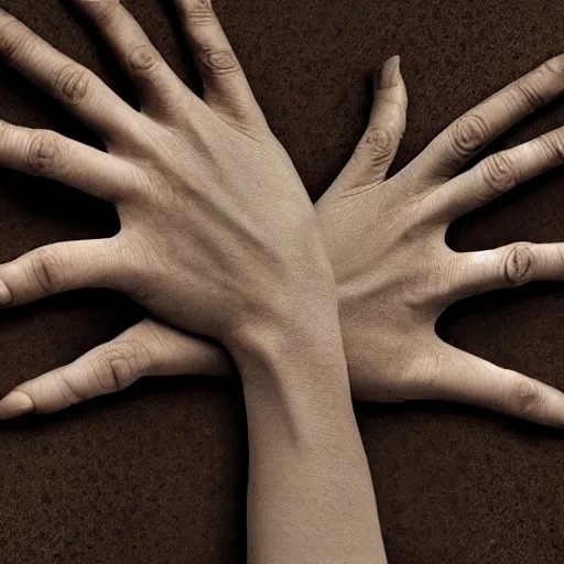 Image similar to A photo of a hand with too many fingers, award-winning photo, natural textures