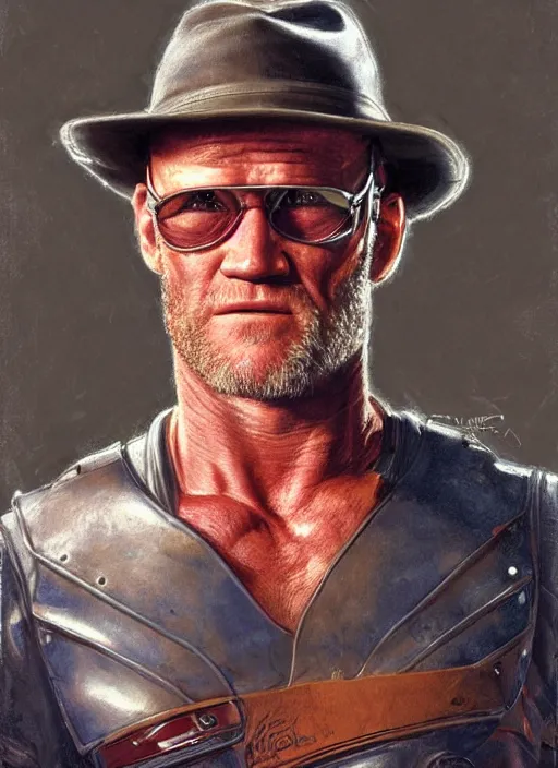 Image similar to portrait of Michael Rooker as Grant (2006), intricate, highly detailed, centered, studio background, digital painting, artstation, concept art, smooth, sharp focus, illustration, artgerm, donato giancola, Joseph Christian Leyendecker, WLOP, Artgerm