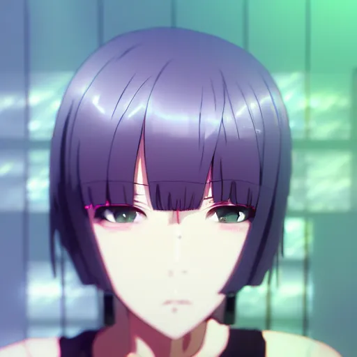 Image similar to high quality portrait of reol. art by makoto shinkai, crunchyroll, pixiv, danbooru, hd, headshot, cinematic still, detailed anime face, bokeh, digital art, cel shading, vivid colors, ambient lighting