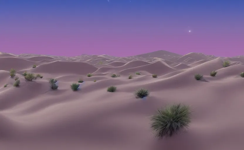 Image similar to a matte painting of desert dunes with blue light falling on them, trending on artstation