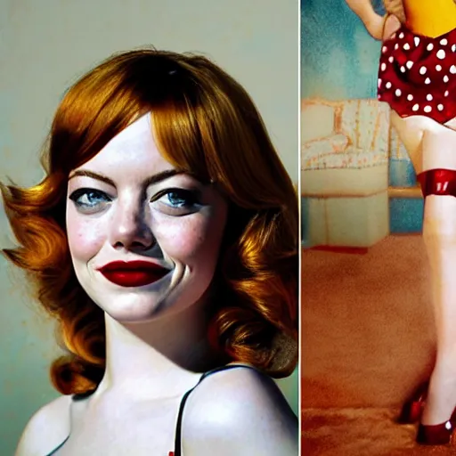 Prompt: Emma Stone as a pinup girl