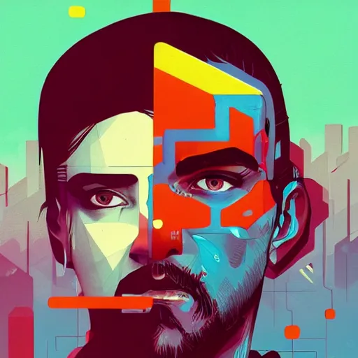 Image similar to Cyberpunk2077 Profile Picture by Sachin Teng, asymmetrical, Organic Painting , Matte Painting, geometric shapes, hard edges, graffiti, street art, 300 dpi :2 by Sachin Teng:4