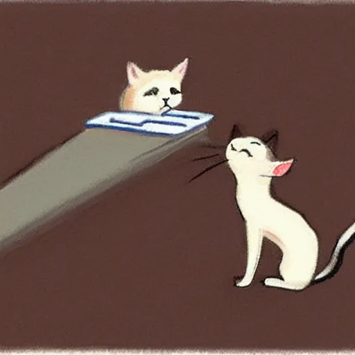 Prompt: a courtroom sketch of a cat suing a ferret for stealing money
