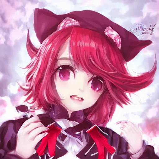 Image similar to full headshot portrait of Remilia Scarlet from Touhou, drawn by WLOP, by Avetetsuya Studios, attractive character, colored sketch anime manga panel, Remilia Scarlet from Touhou, trending on artstation